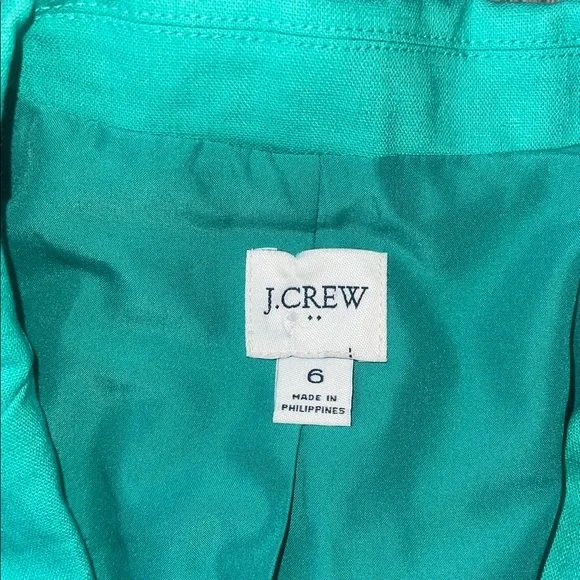 J crew linen blend Vibrant Green Women's Blazer suit jacket size 6 business - Picture 2 of 6